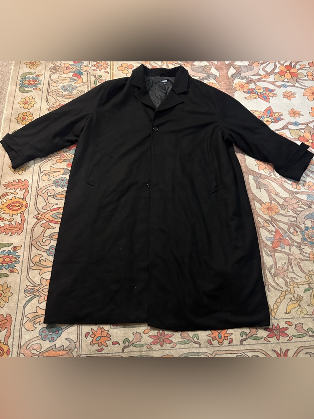 Classic Black Single-Breasted Overcoat Size 5XL Big